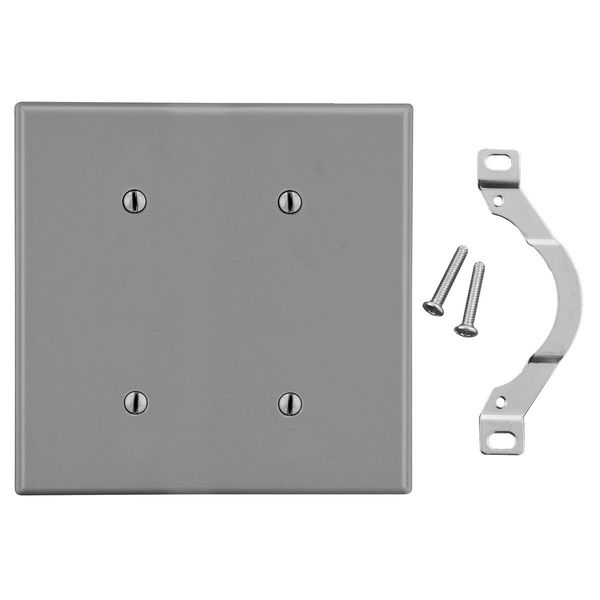 Hubbell Wiring Device-Kellems Wallplate, 2-Gang, 2 Strap Mount Blank, Gray P24GY